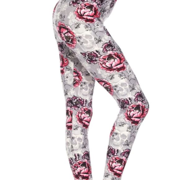Womens One Sizes Skull Roses Leggings - Picture 6 of 7